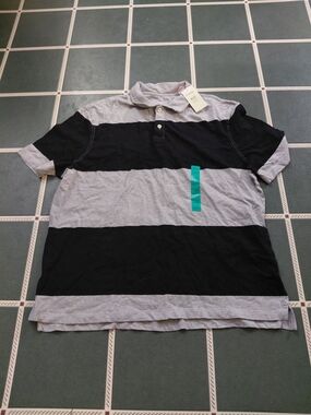George Men's Black & Gray Striped Polo